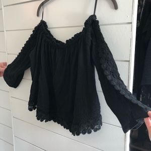 Topshop Crochet Trim Off The Shoulder Blouse
